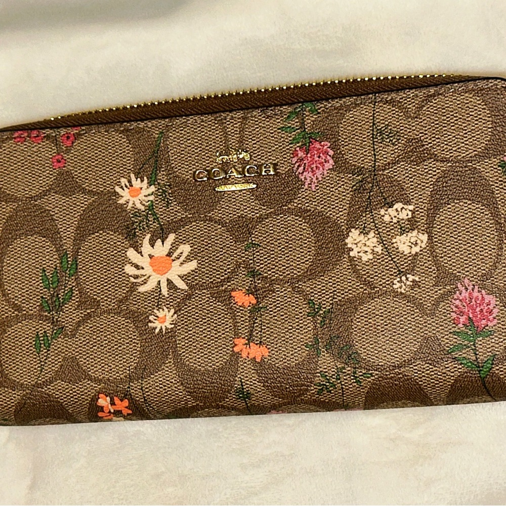 Coach Tan Floral Clutch